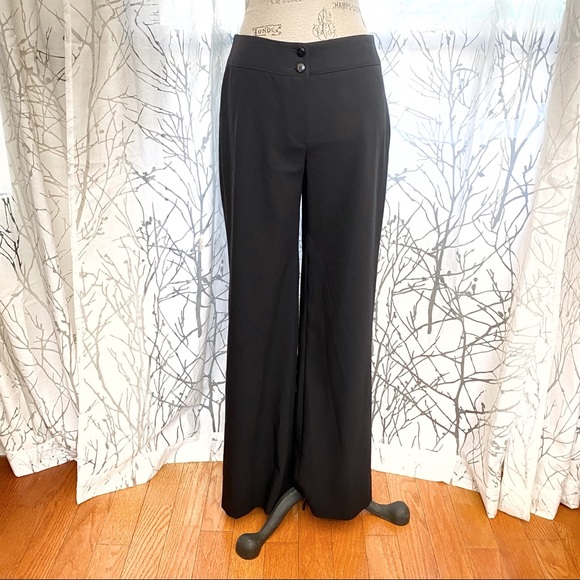 Giorgio Armani Collezioni black wide leg high rise waisted dress pants slacks - Picture 2 of 15